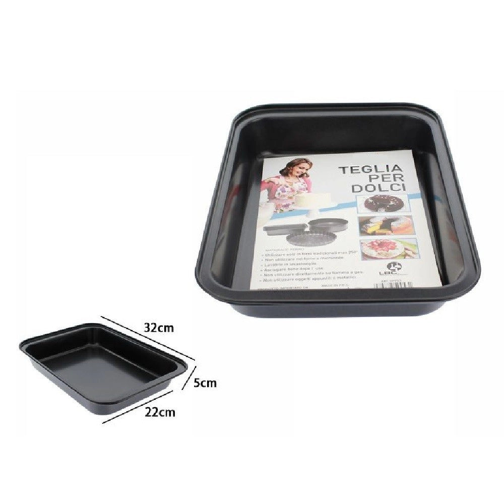 Trade Shop - Teglia Tortiera Antiaderente Rettangolare Forno Per Dolce Salato 22x32x5cm 59953 -