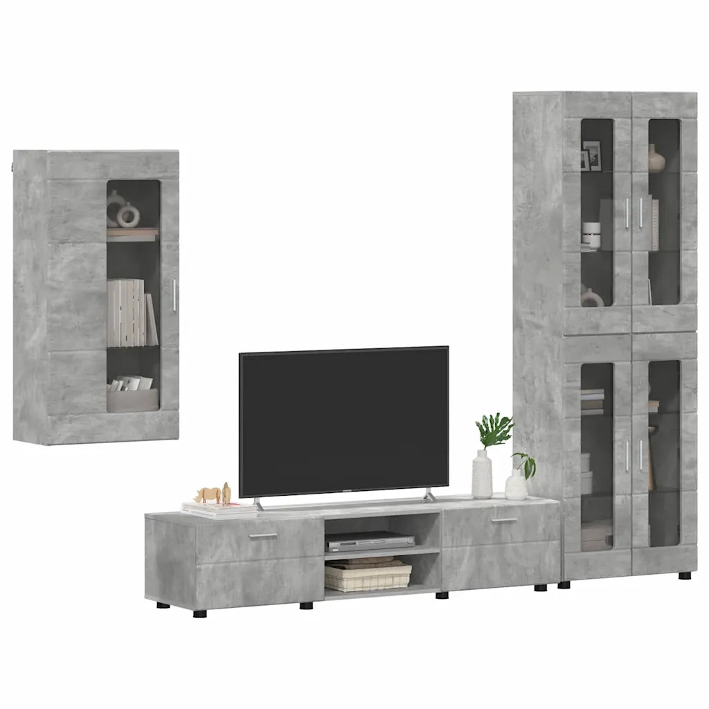 Set mobile TV FLORIN 3 pcs Grigio cemento Legno multistrato 3397947