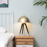 Lampada da Tavolo Ø30x62 cm E27 Paralume in Metallo Oro