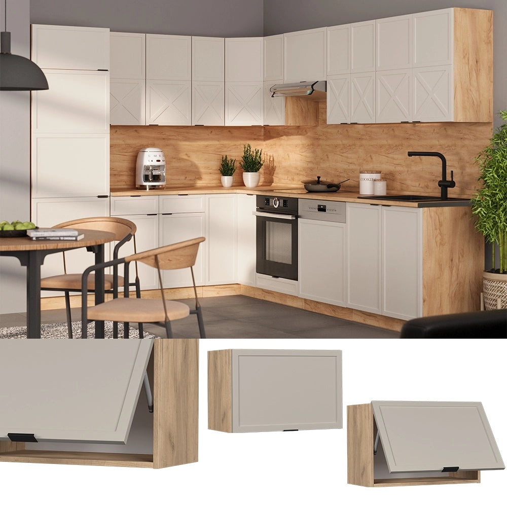 Pensile da cucina Fame-Line GrigioBeige/Rovere dorato 60 cm Piatto Vicco