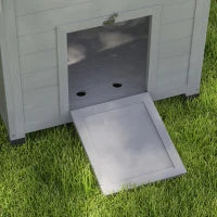 Casa per Anatre Pollaio Piccolo Animale, resistente alle intemperie, 2 ingressi, 2 rampe, 78 x 90 x 92 cm, Grigio Chiaro + Nero