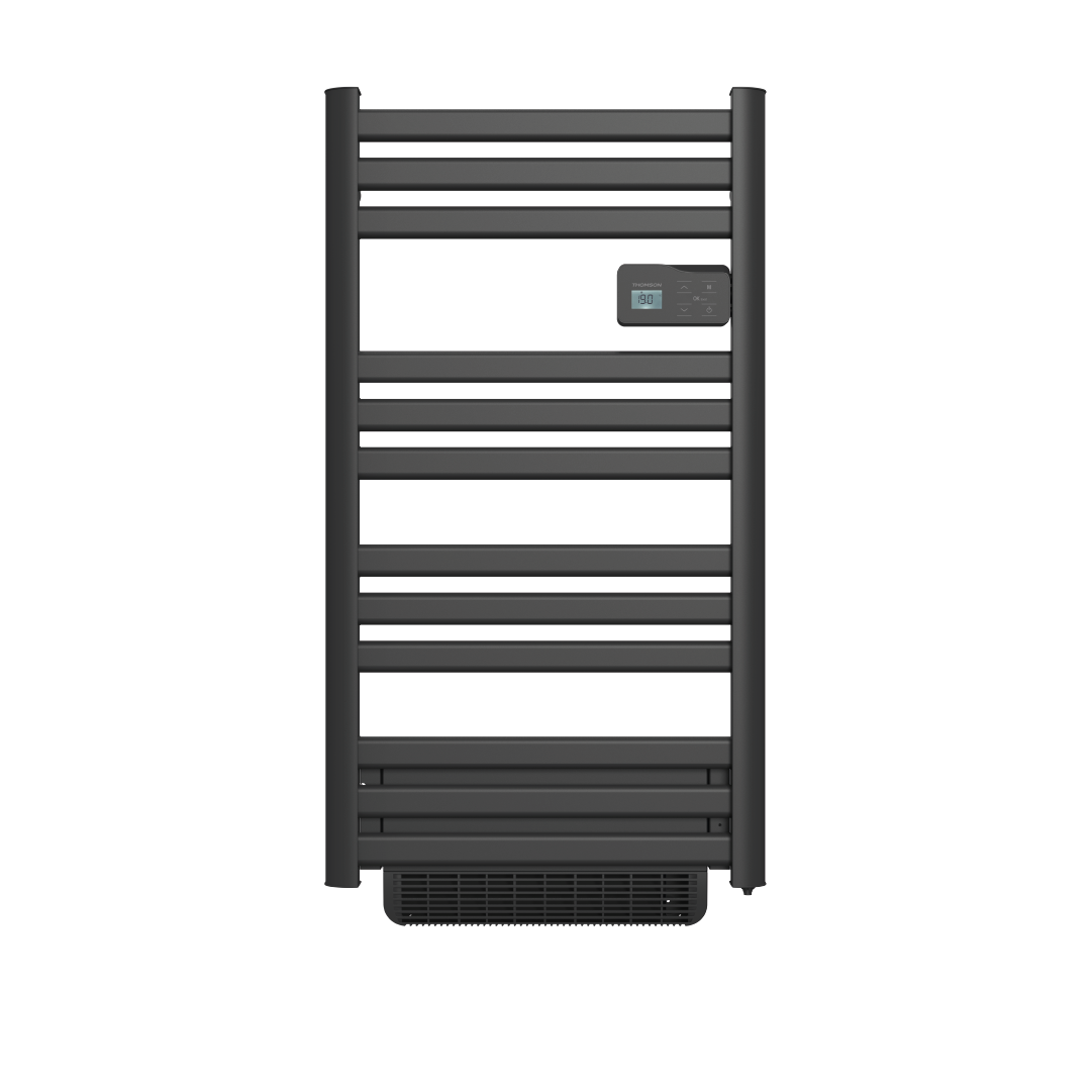 Scaldasalviette elettrico Thomson senza fluido, connesso WiFi, con ventilatore, 500 + 1000W, Cosmo nero