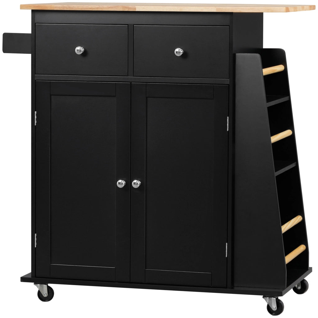 Carrello Cucina con Armadietto e 2 Cassetti ¨C Minimal ¨C Legno Nero 89x45x89.5cm