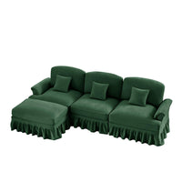 Divano modulare a L - Xylo - 3 posti, chenille, mid-century, verde