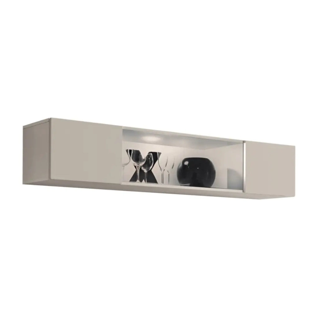 Vetrina orizzontale FLY cachemire – 1 porta parzialmente vetrata con LED