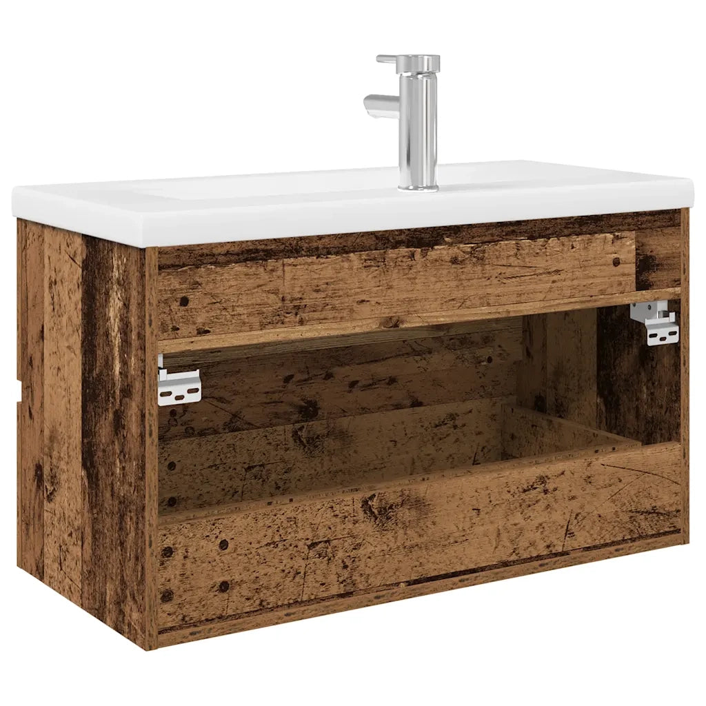 vidaXL Mobile da Bagno con Lavabo Integrato e Rubinetto Legno Antico