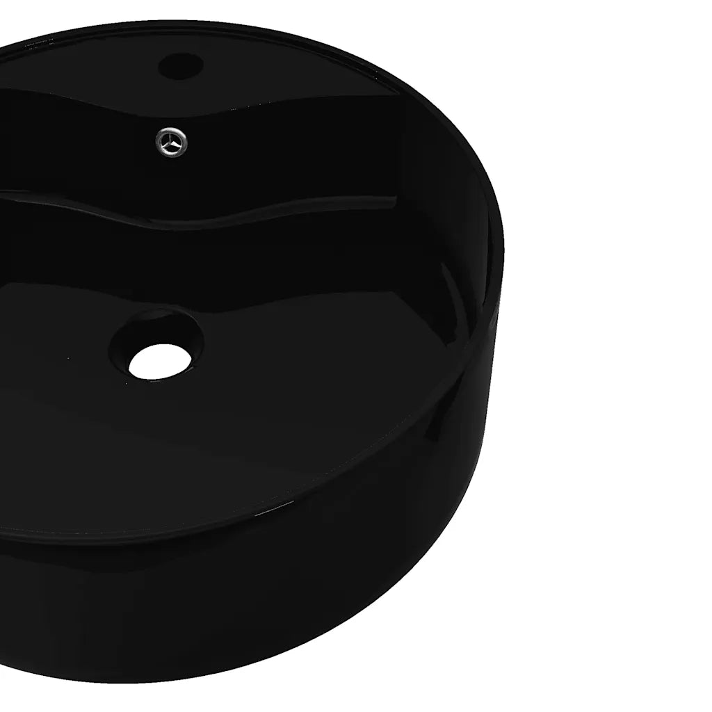 Lavandino bagno in Ceramica nera rotondo con Foro di trabocco cod mxl 40928