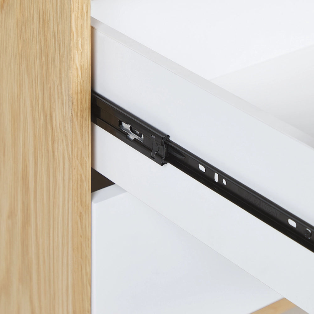 Libreria in rovere chiaro con MDF bianco 139 x 60 x 40 cm Contenitore con cassetti moderno