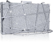 Borsa da sera per donna in argento, piccola borsa da spalla con catena, stile da cocktail per feste e gala.