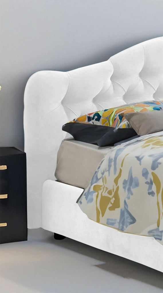Letto Matrimoniale Aly, Letto Matrimoniale Sfoderabile Made in Italy, Bianco