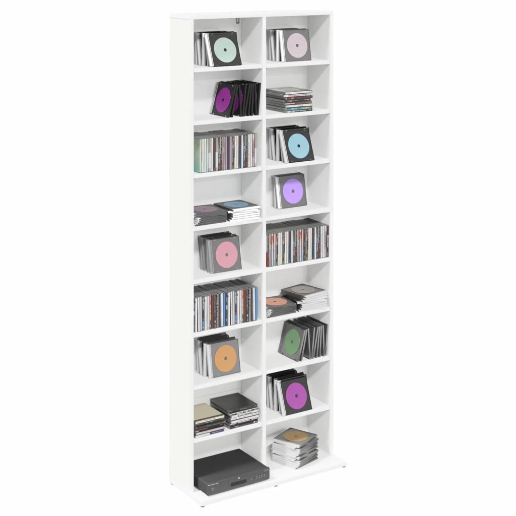 Mobile per CD Bianco 65 x 23,5 x 175 cm Legno ingegnerizzato 8012658