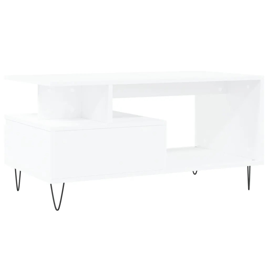Tavolino da salotto | Tavolino da caff¨¨ | Tavolino da Soggiorno Bianco 90x49x45 cm in Legno Multistrato