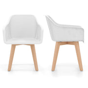 Set di sedie da pranzo moderne in plastica da 2 pezzi con gambe in legno, Sedie da pranzo per sala da pranzo