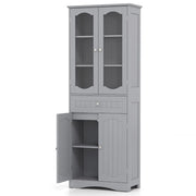 Mobile contenitore alto 60 x 30 x 160 cm con pratico cassetto e 2 ripiani regolabili stile moderno MDF grigio 20_0010230