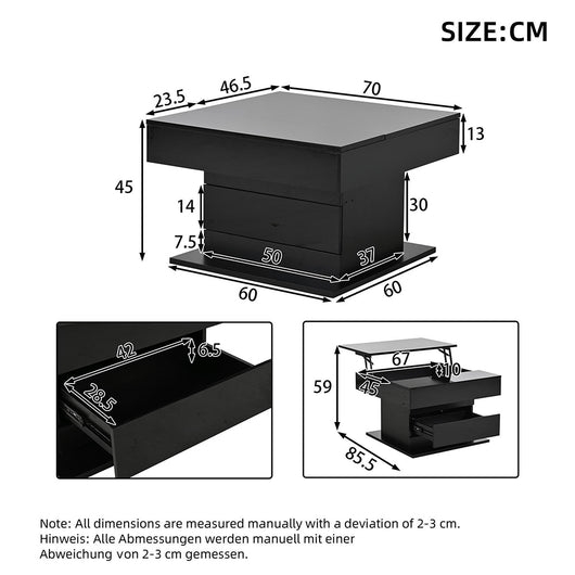 Tavolino geometrico - Xylo - 70x70cm piano girevole nero