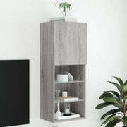 Mobile TV con Luci LED-Credenza TV-Console TV Grigio Sonoma 40,5x30x102 cm