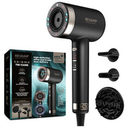 Revamp asciugacapelli Tri-Care DR-7250-EU, ionico a infrarossi, luce rossa e blu, 3 accessori magnetici, 1600W, silenzioso