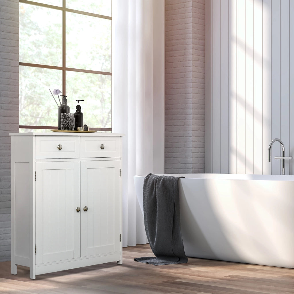 Mobile Bagno con Ante e Cassetti ¨C Zephmum ¨C Bianco Legno 60x30x75 cm