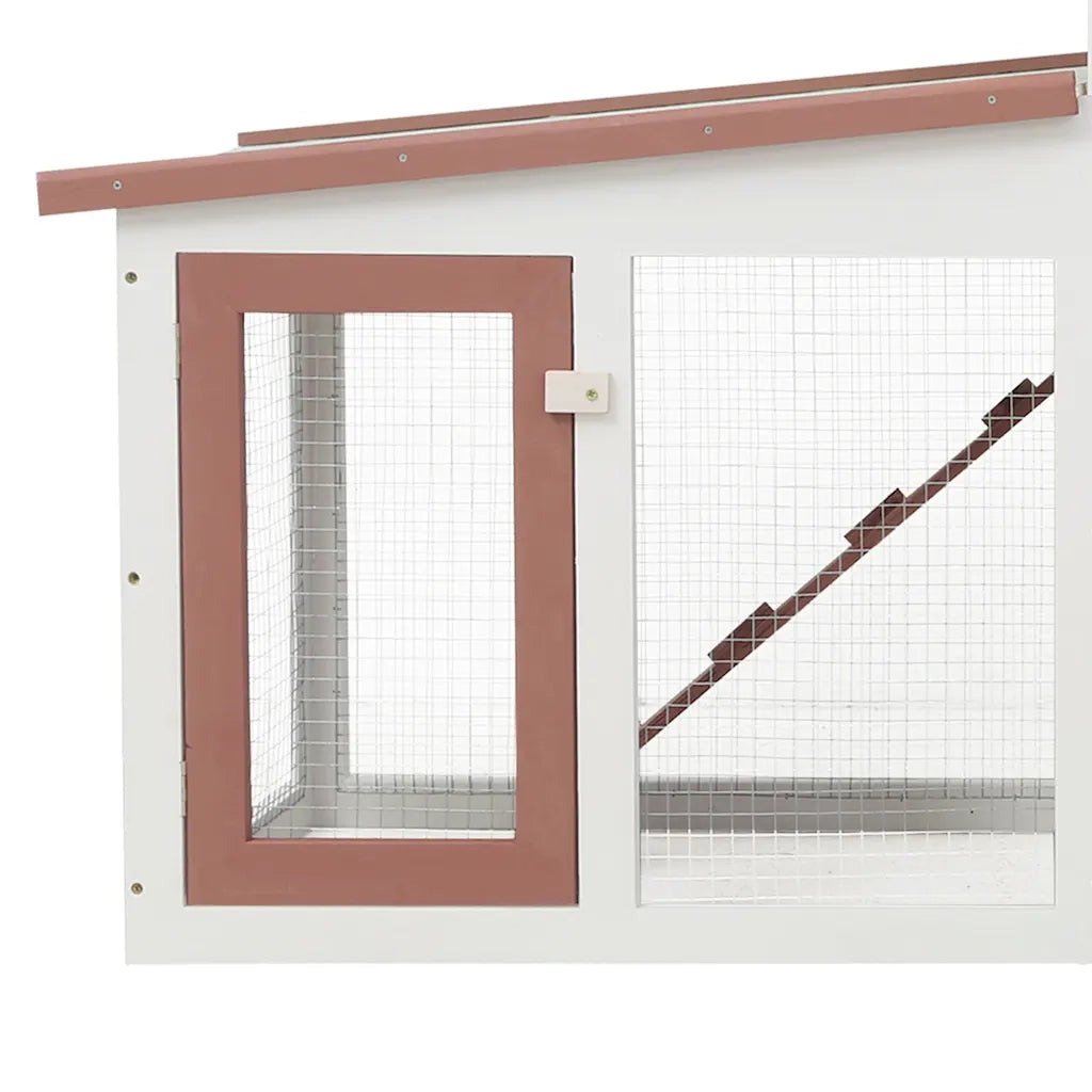 Conigliera per Esterni Grande Marrone Bianca 201x45x85cm Legno CFW6358222