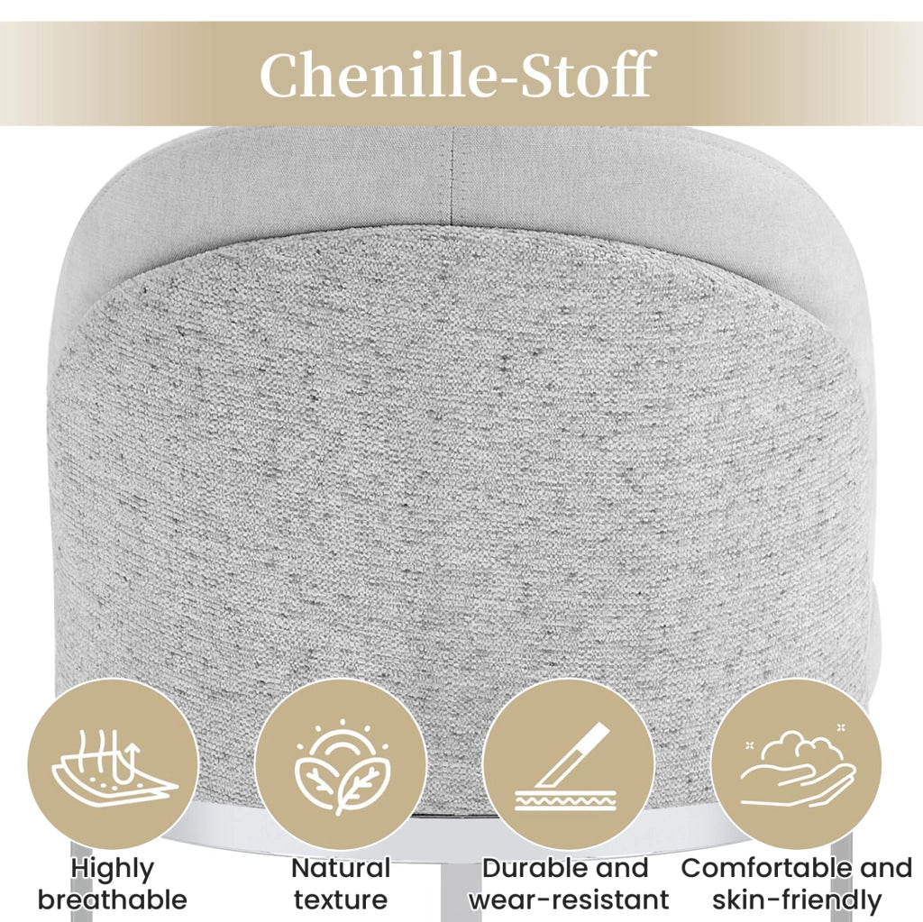 Set di 2 sedie da pranzo moderne in chenille grigio con gambe in metallo argentato