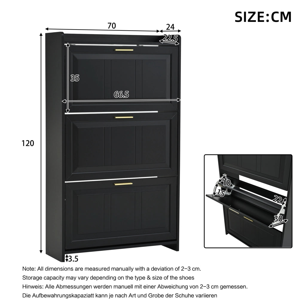 Scarpiera Alta con 6 Ripiani ¨C Xylo ¨C Nero, MDF e Truciolato, 70x24x120 cm