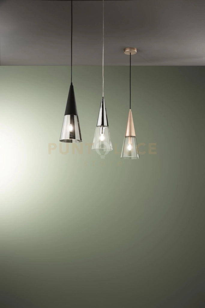 SOSPENSIONE TRENTO 1 LUCE ORO E TRASPARENTE ATTACCO E14 VETRP D.15CM