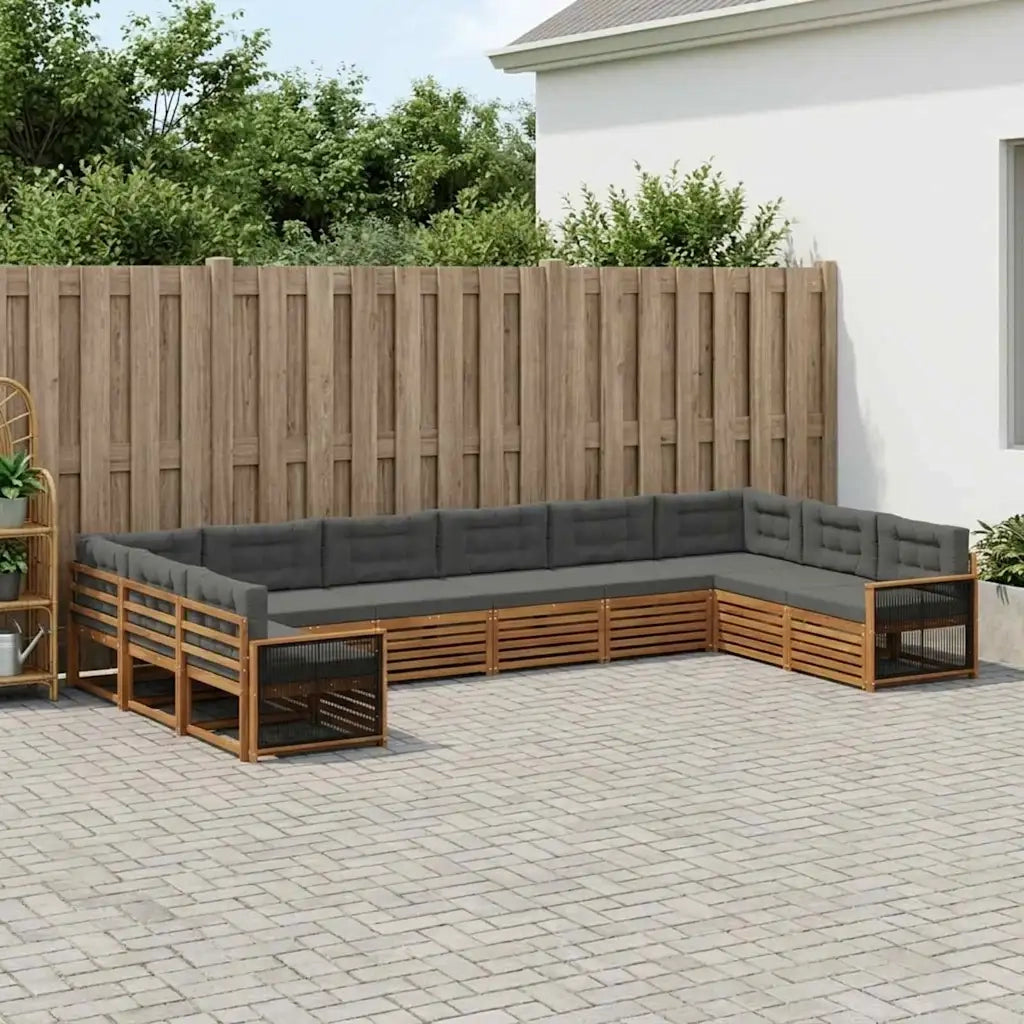 Set divani con cuscino 10 pcs Legno di Acacia Massello