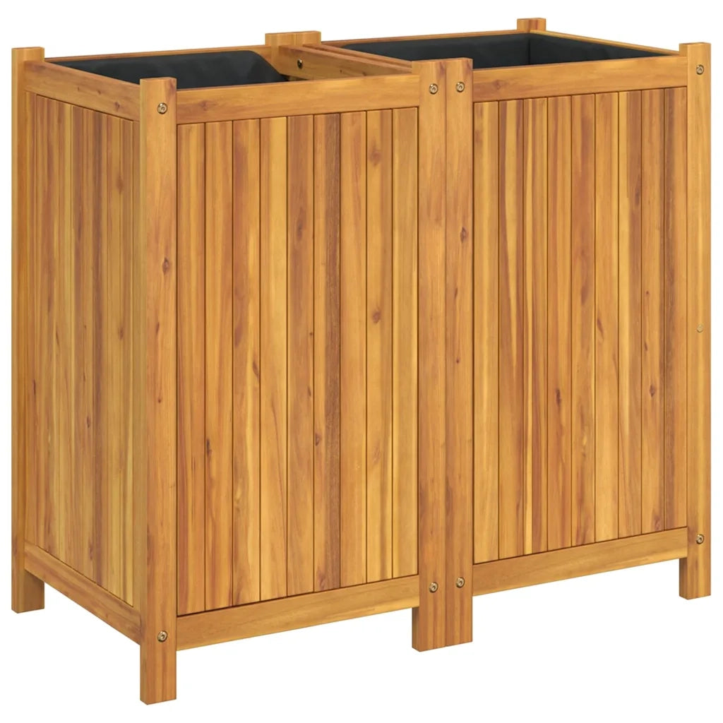 Fioriera Giardino con Rivestimento-Vaso da Esterno-Contenitore per Piante 84x42x75 cm Massello Acacia