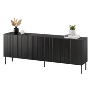 Credenza Gerace, Madia da salotto con quattro ante battenti e vani interni, Rialzata da terra, 201x42 h75 cm, Nero