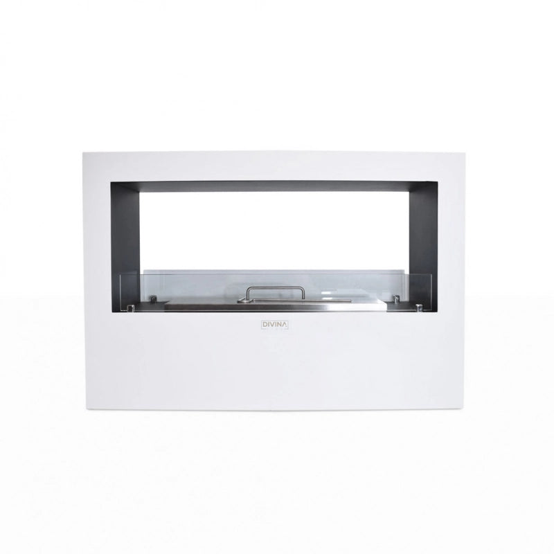 Camino a bioetanolo da terra per interno esterno Giotto S Bianco 100x30x70