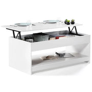 IDMarket - Tavolino con piano sollevabile in legno SOA bianco