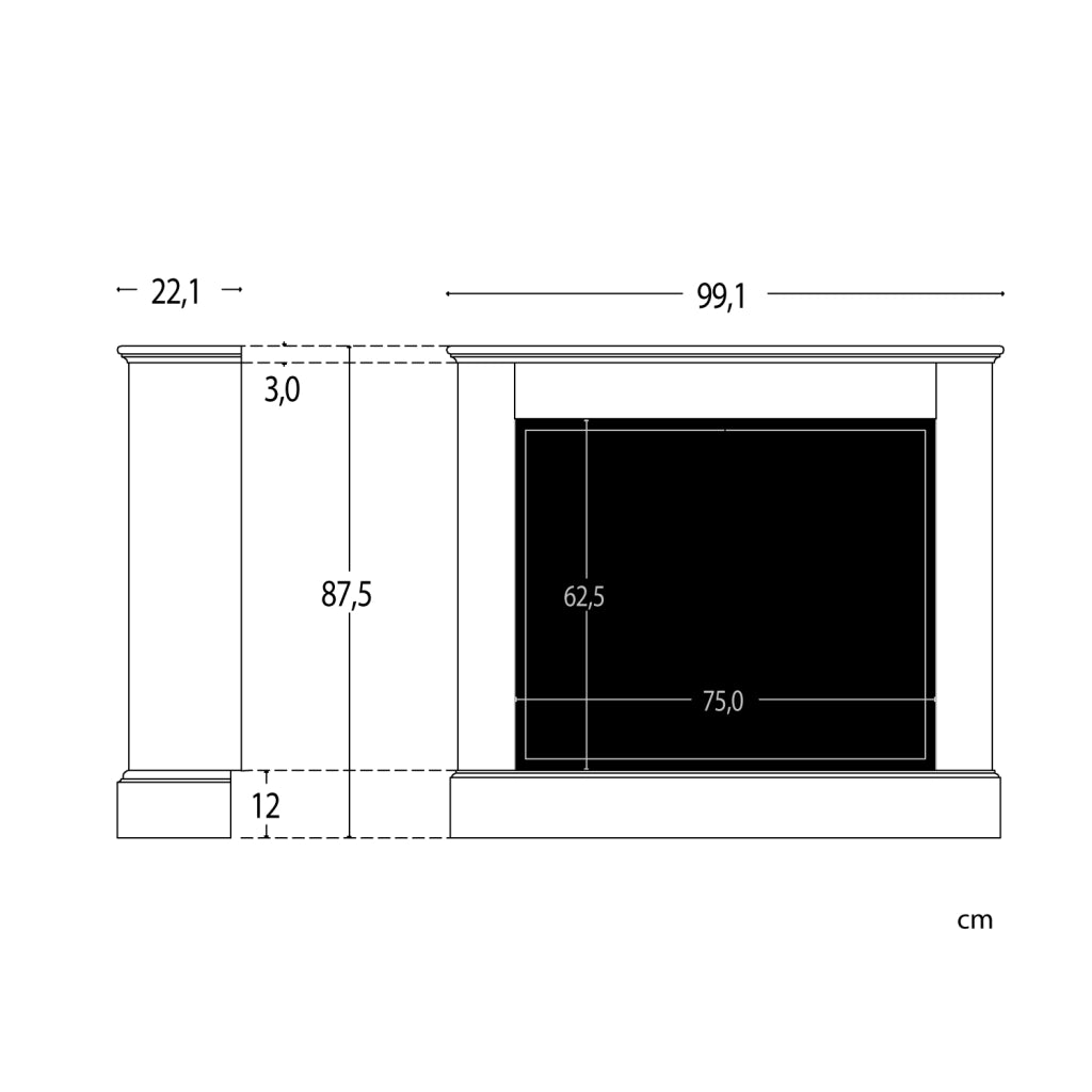 Caminetto Elettrico Mpc Camillo Xxl Nero 75cm Legno Nero 750w1500w Effetto Fiamma Led Realistico Termostato Automatico Modalita Solo Luce Telecomando Incluso Prodotto In Europa