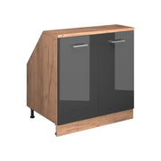 Mobile sottotetto Rion Antracite lucido/Rovere dorato 80 x 83.8 cm con 2 porte, carcassa 60 cm profondità Vicco