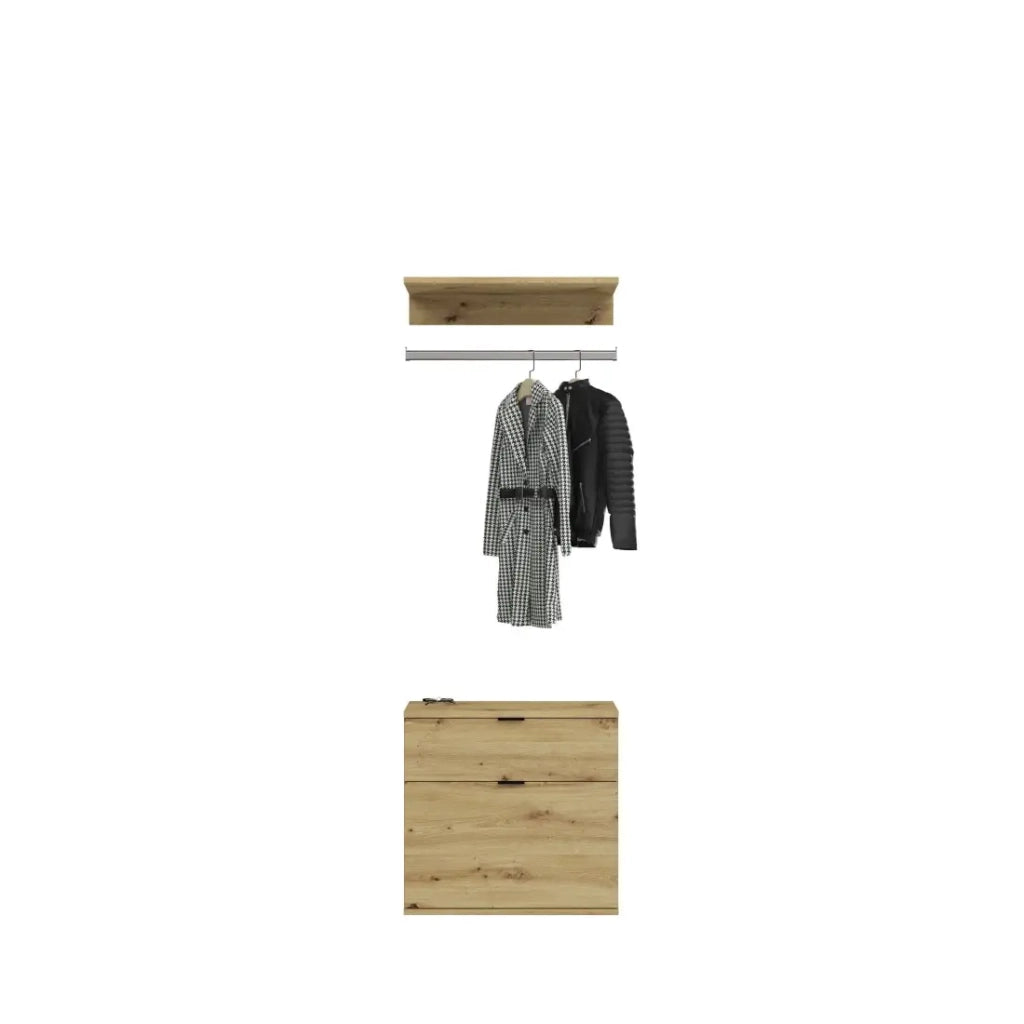 Armadio con 8 ante con specchi + guardaroba e cassetti - Rovere chiaro - BODITE