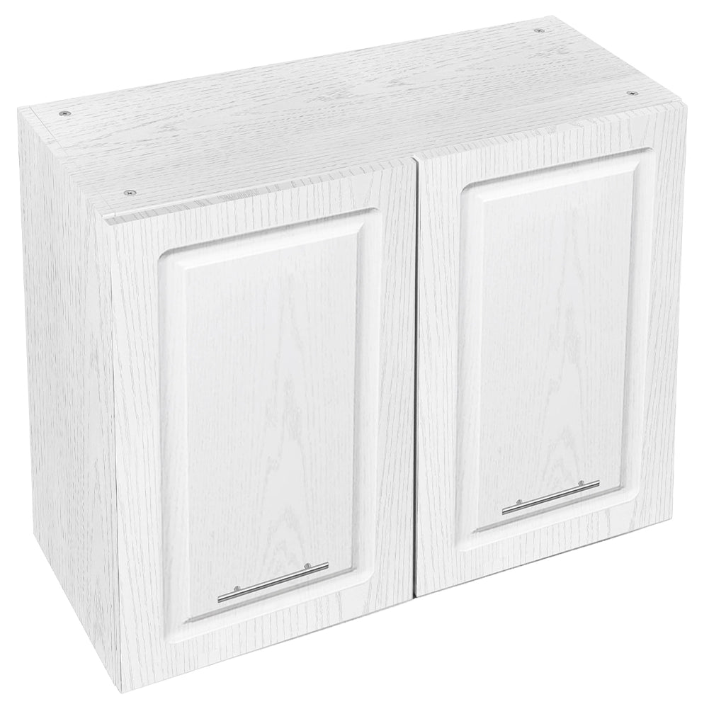 Mobile Cucina Pensile 2Ante Componibile in Legno Bianco Frass. Classico 80x32 H72cm