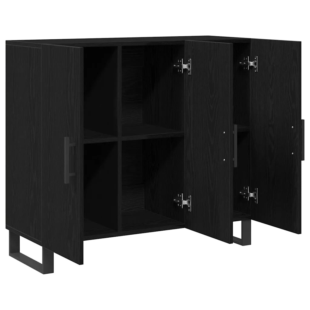 Credenza Rovere Nero 90 x 34 x 80 cm Legno multistrato 862955