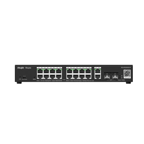 Reyee smart switch poe gigabit 20 p. 16 p. poe/poe+, 2 p. uplink gigabit rj45/sfp, power budget 250w - RG-ES220GS-P