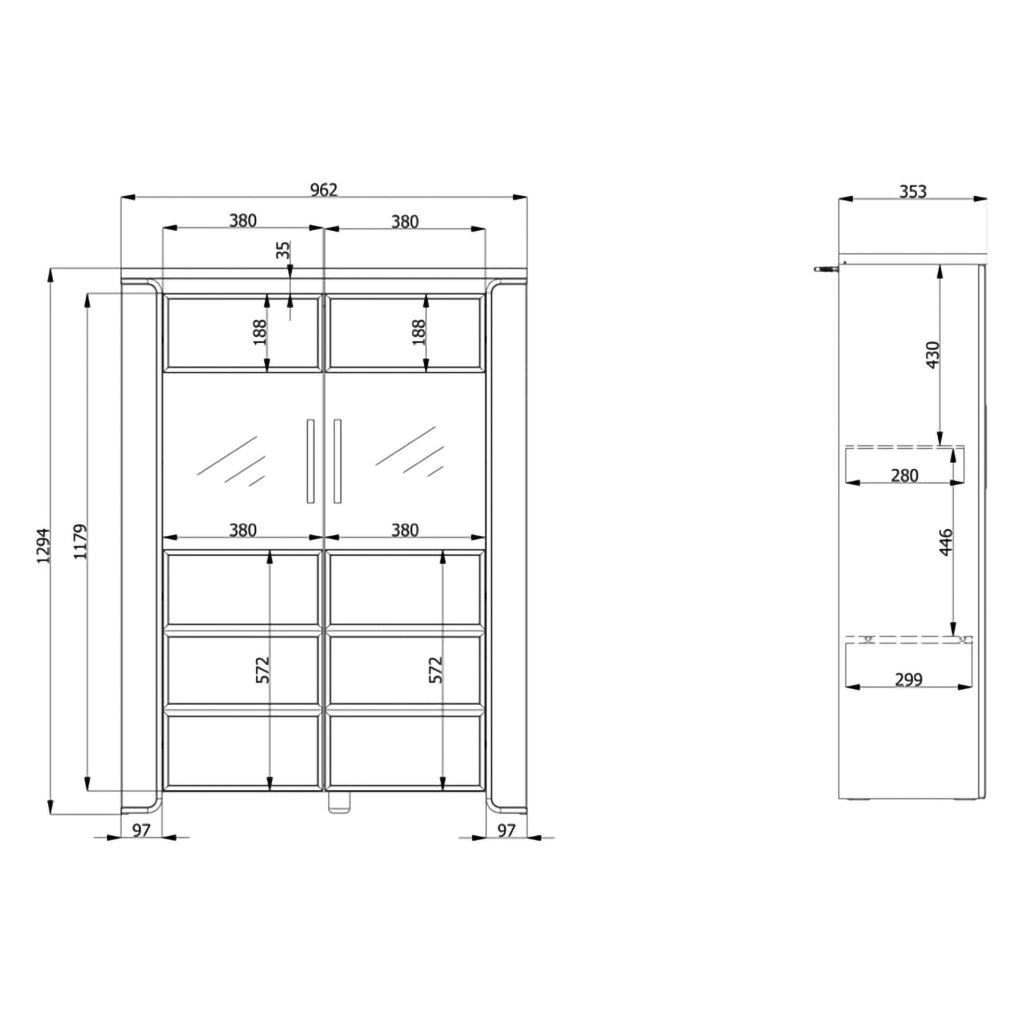 Mobile Espositore Erto, Vetrina 2 Ripiani, 96x35x130h cm Bianco Opaco