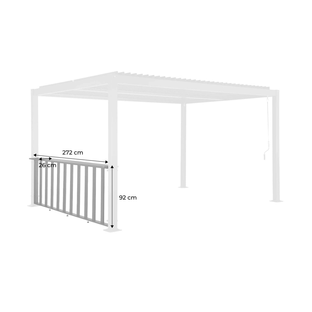 Ringhiera bassa 3m in alluminio per pergola bioclimatica, antracite
