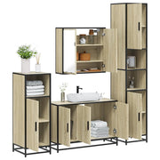 Set Mobili da Bagno 4 pz Rovere Sonoma in Legno Multistrato