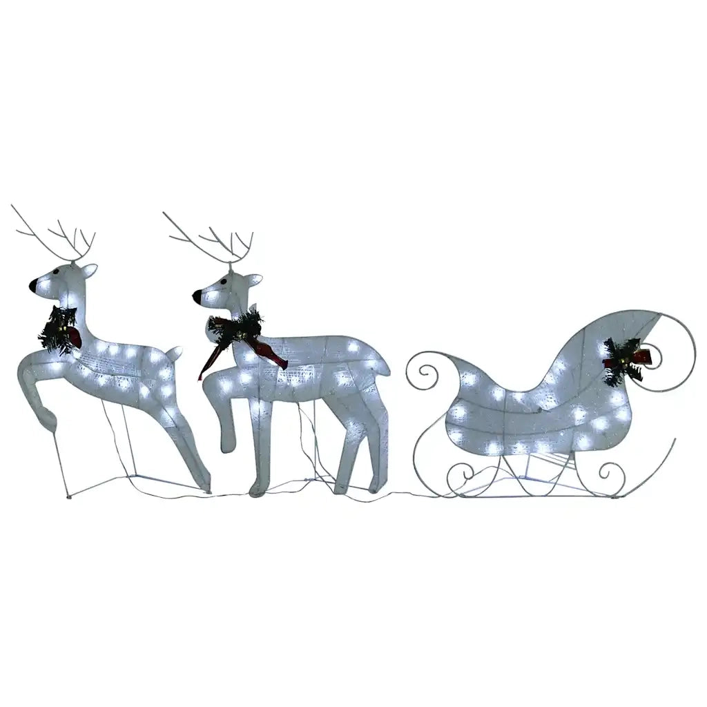 Renne e Slitta di Natale Decorazione Esterni 60 LED Bianco CFW7774295