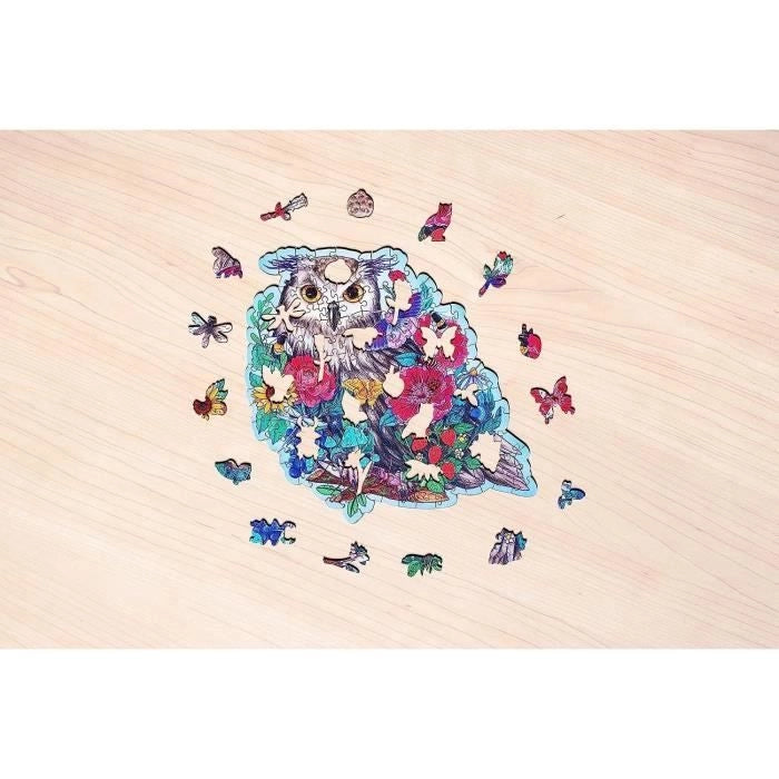 Puzzle in legno - Forma - 150 pezzi - Gufo floreale