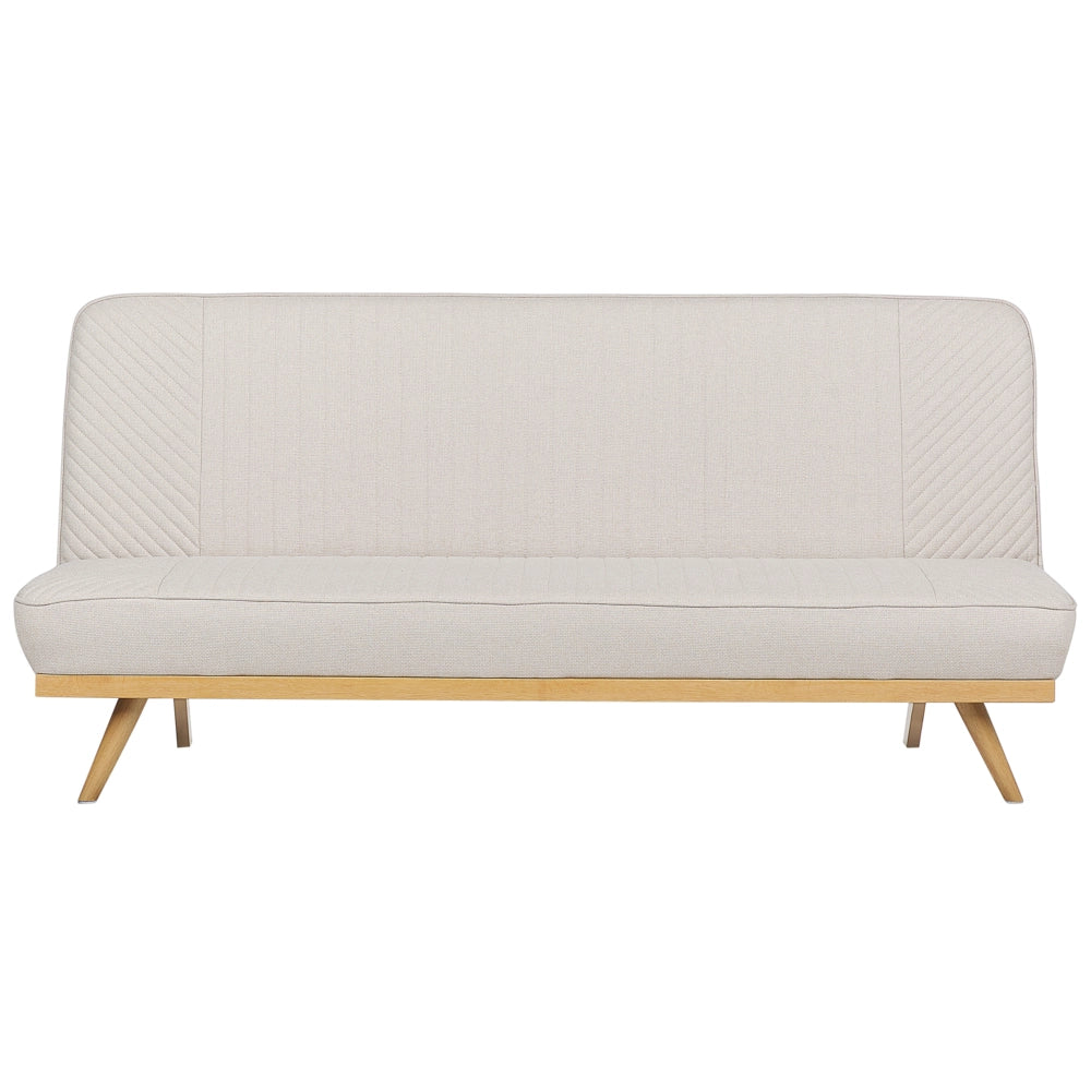 Divano letto Beige Rivestimento in tessuto Gambe in metallo 2 posti Seduta con schienale imbottito Design moderno Senza braccioli