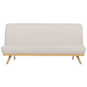 Divano letto Beige Rivestimento in tessuto Gambe in metallo 2 posti Seduta con schienale imbottito Design moderno Senza braccioli