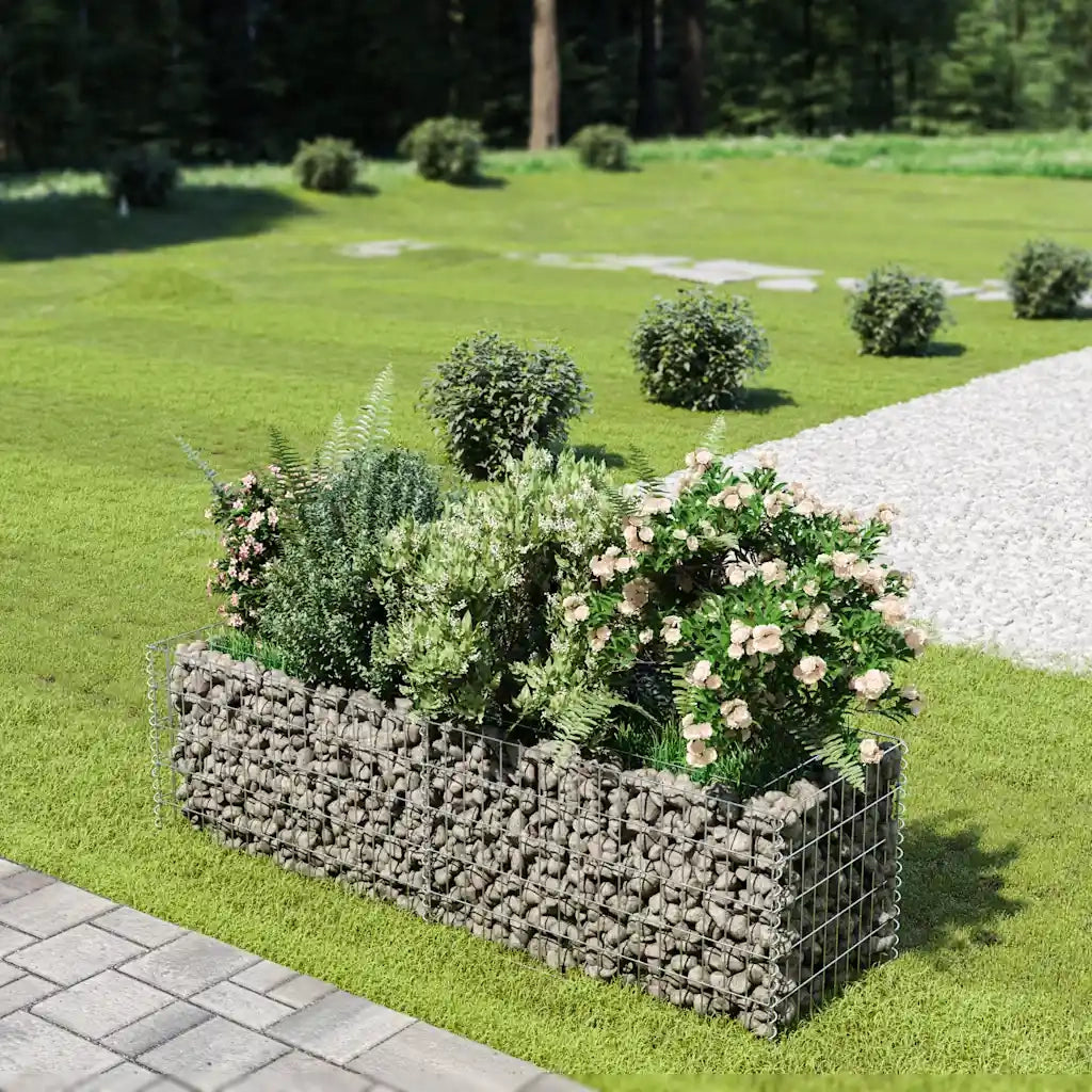 Gabbione Fioriere | Cassetta per fiori | Letto Rialzato in Acciaio Zincato 180x50x50 cm