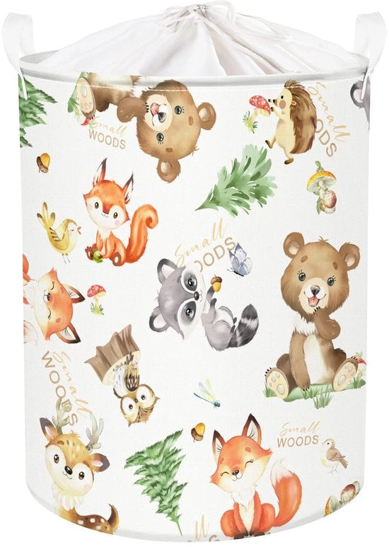 Lavatrice per bambini con maniglia in pelle con animali, contenitore per giocattoli pieghevole, 40 * 50 cm