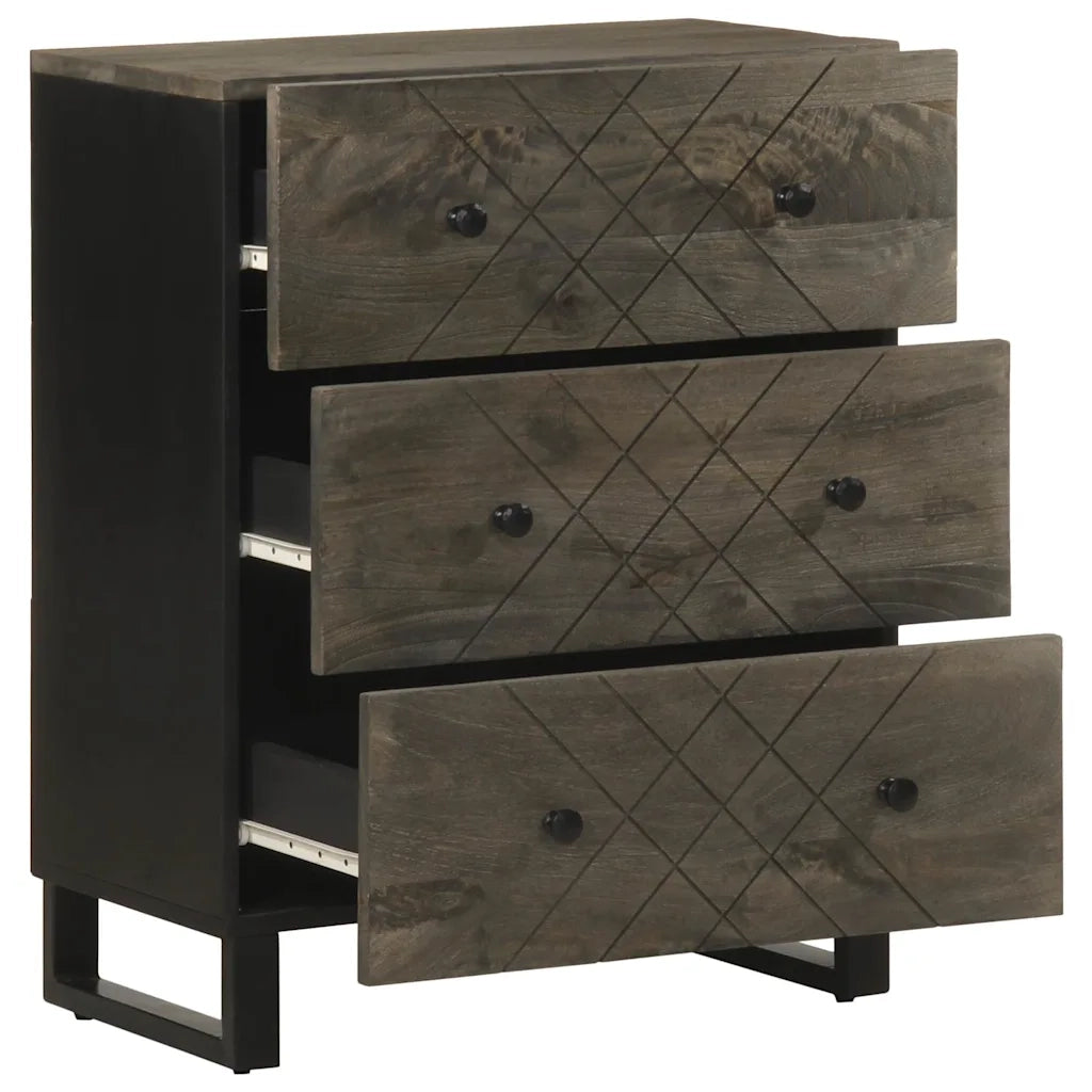 Credenza Nera 60x33x75 cm in Legno Massello di Mango