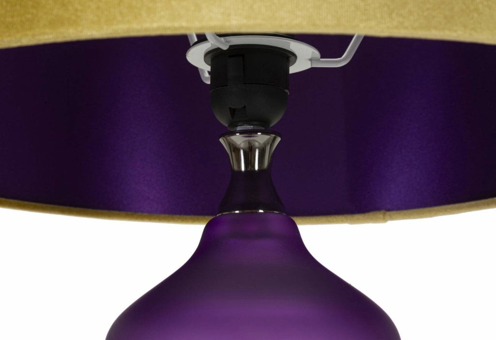 Lampada da tavolo Genovesi, Luce da scrivania , Luminaria da ufficio, Lampada da lavoro, 40x40 h70 cm, Viola e Giallo