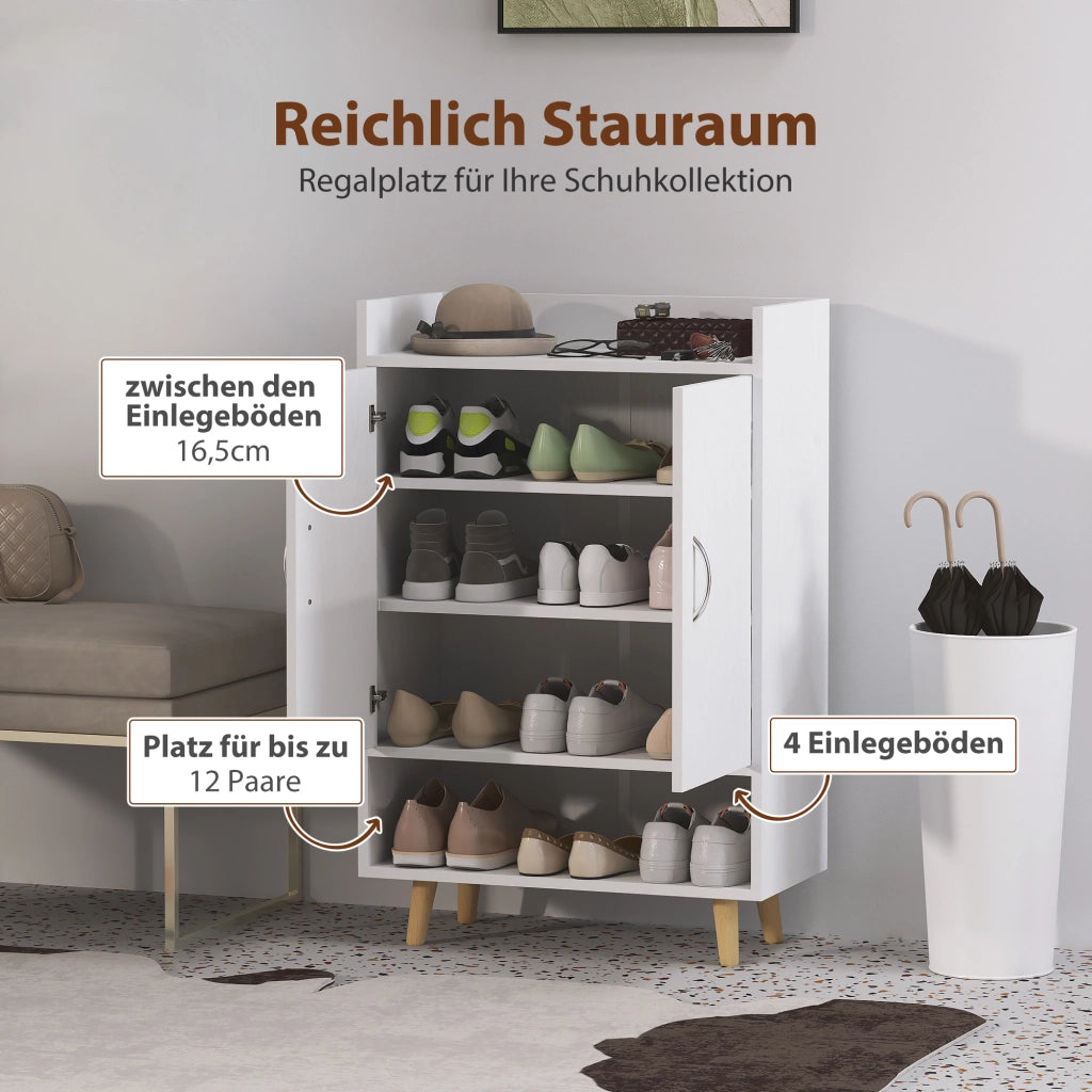 Scarpiera con ante e ripiani per ingresso ¨C zephmum ¨C bianco 60x30x92 cm