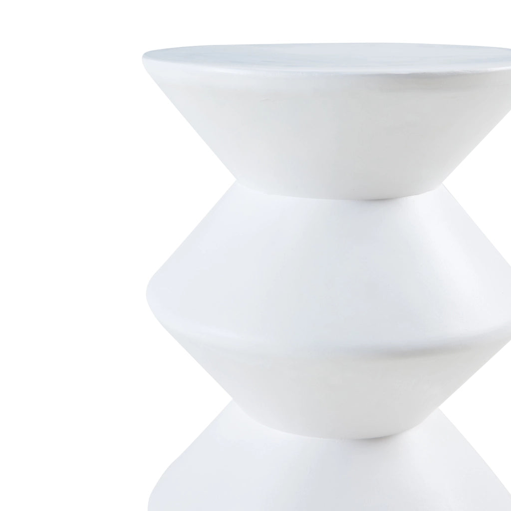 Tavolino Rotondo Kyppeslo in Calcestruzzo Leggero 47xØ37 cm Bianco [en.casa]